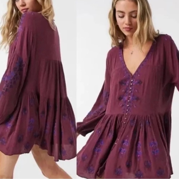Free People Dresses & Skirts - Free People Boho Arianna Embroidered Tunic Dress